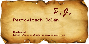 Petrovitsch Jolán névjegykártya
