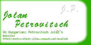 jolan petrovitsch business card